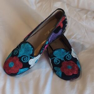 Colorful Embroidered Floral Loafers